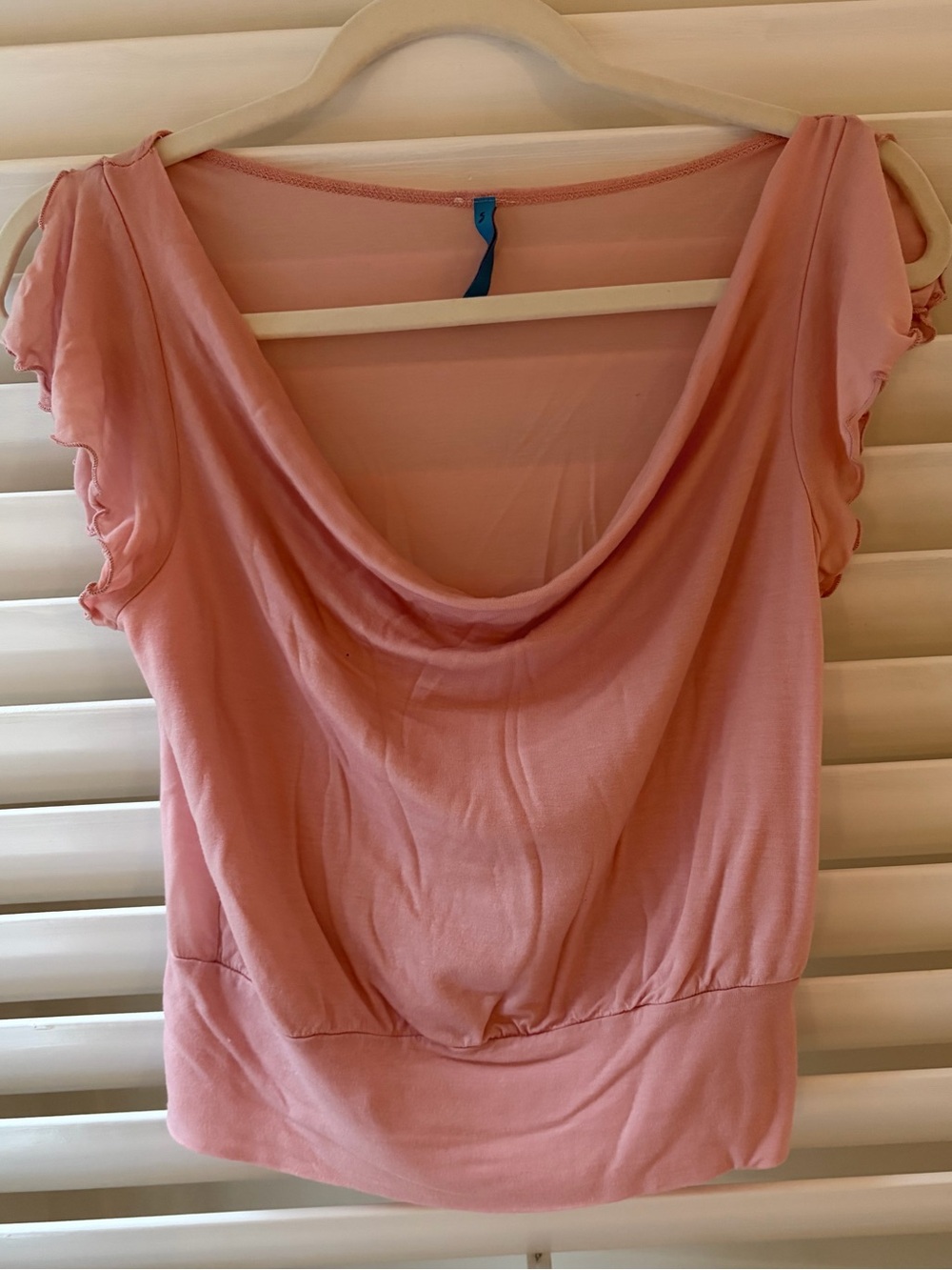 Y2K Sheer Ruffle Sleeve Women's Top - Coral Pink